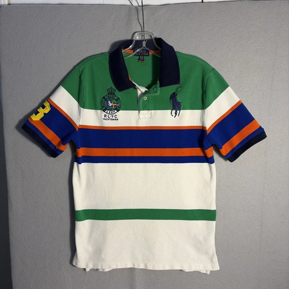 Polo Ralph Lauren Teens Polo Shirt XL Preppy  Yacht Club Big Pony Striped